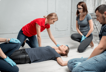 Employees participate in an Emergency First Aid and CPR course